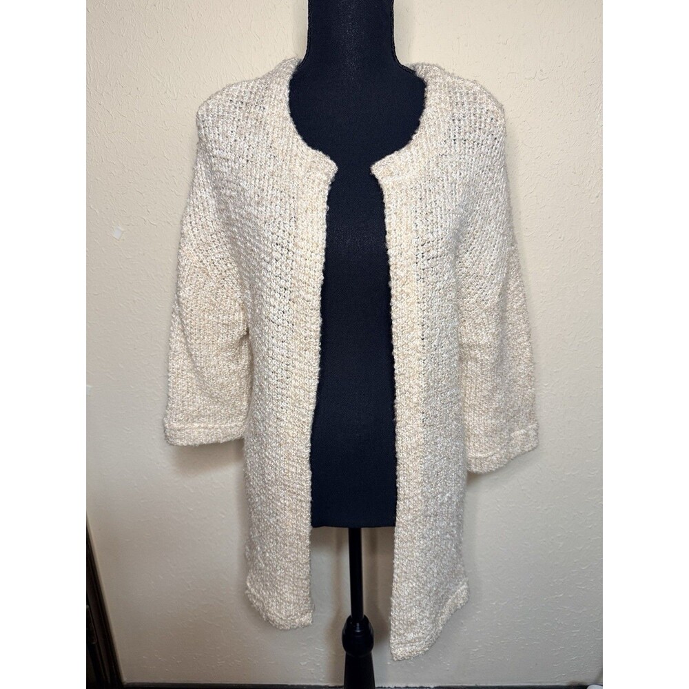 Three Dots Women's Mohair Wool Blend Open Front Knit Cardigan Sweater Boho M